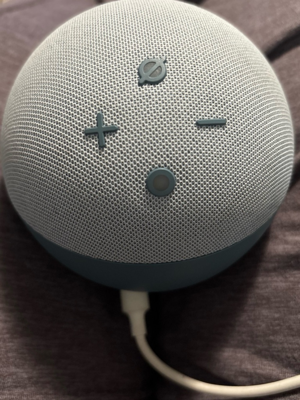 Amazon Echo Dot Styled Smart Speaker in Light Blue and Light Gray
